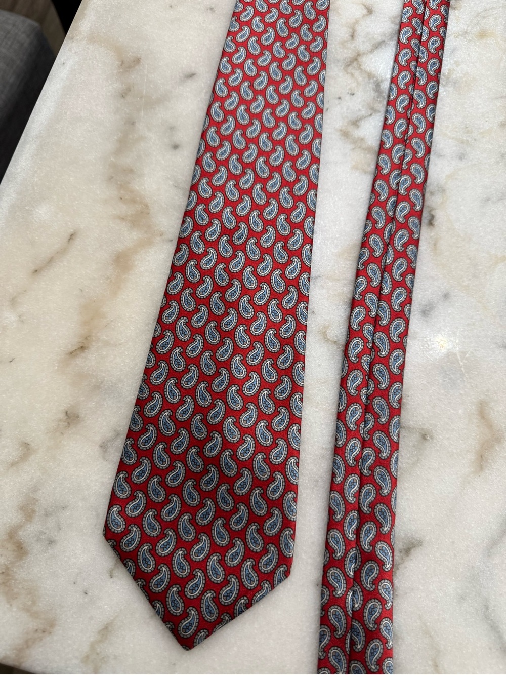 Vintage Christian Dior Red Paisley Printed Men's Silk Tie